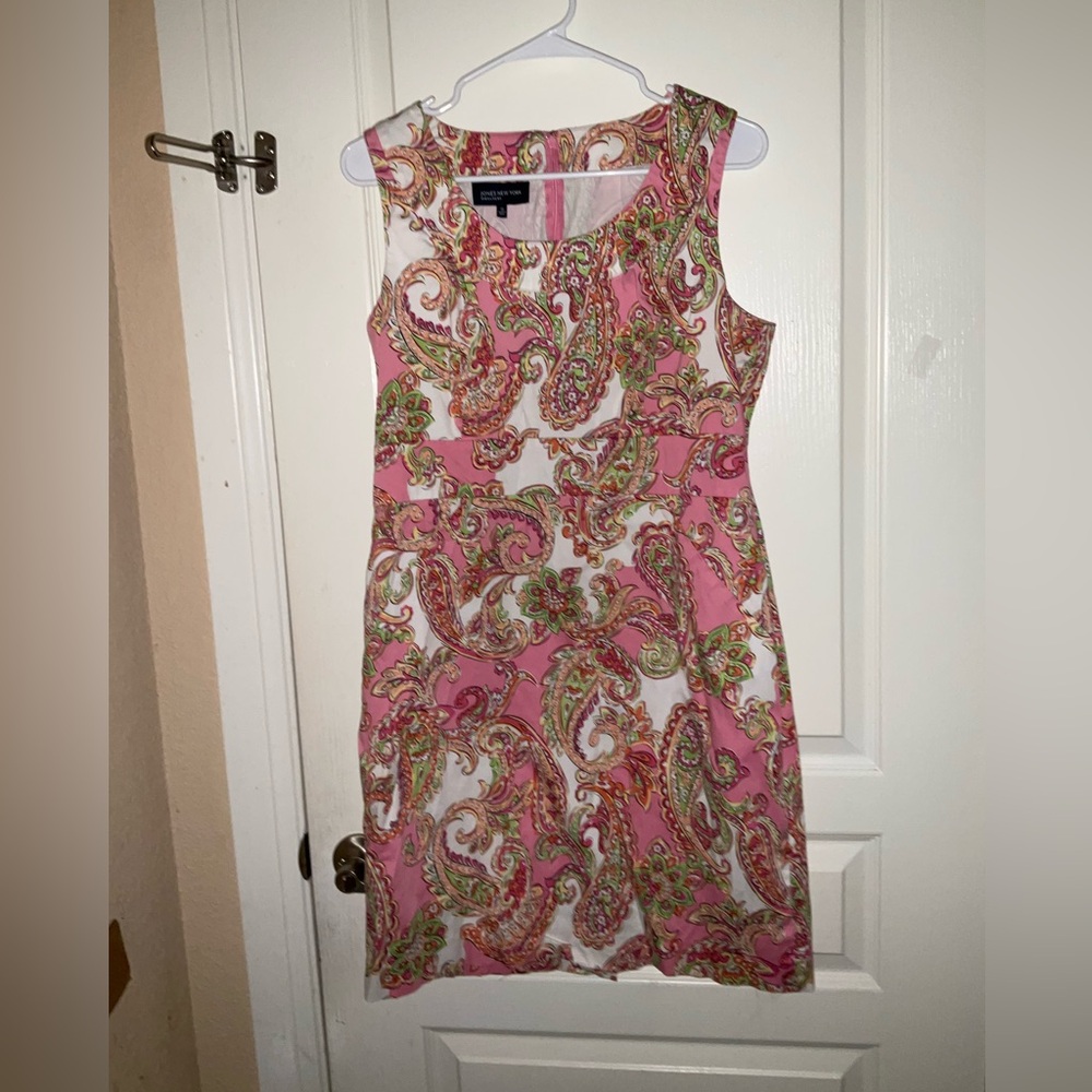 JONES NEW YORK Signature Dusty Rose Paisley Print Sleeveless Dress